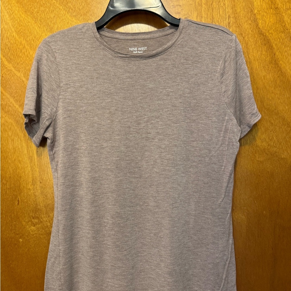 Nine West Taupe Soft Spun Short Sleeve Tee
